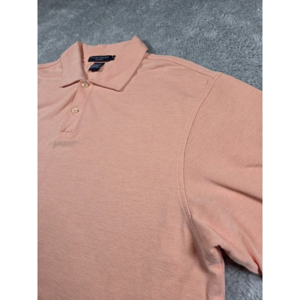 Daniel Cremieux Classics Mens‎ Large Peach Pique Cotton Short Sleeve Polo Shirt